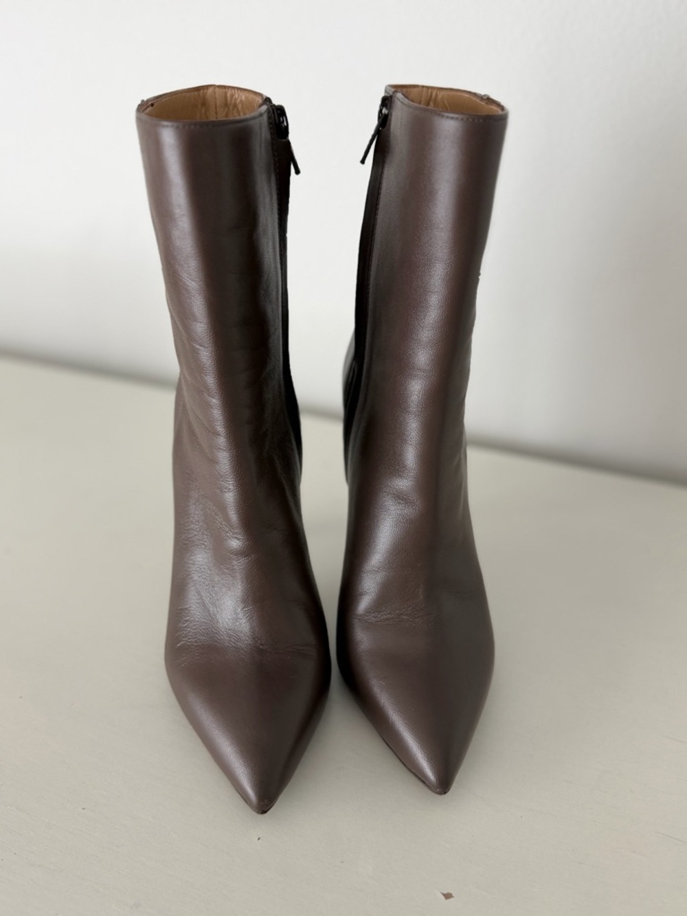 GIANNI MARRA Brown Leather Pointed-Toe Stiletto Ankle Boots